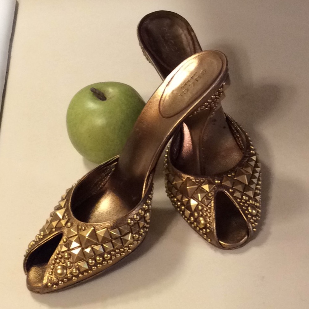 Gucci Gold Embellished Heels